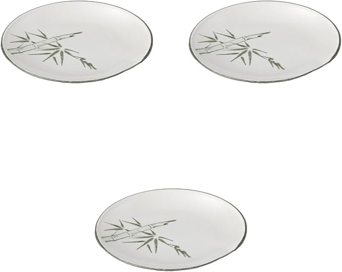 Set of 3, Green Bamboo 7.0 Plates, 8.9 x 1.2 inches (22.5 x 3 cm) | Medium Plate, Ceramic, Setomonohonpo