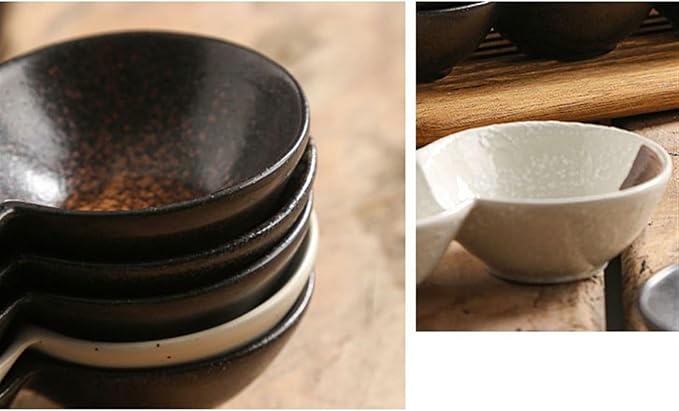 Sauce Dish 1 Piece Dipping Bowl Multi-Compartment Plate Ceramic Compartmentalized Grilled Meat Seasoning Flavor Hot Pot Snack Bowl Dish Snack Plate(H)