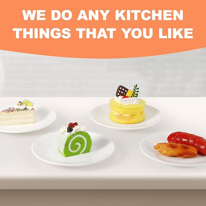 Jeffbaubl 16 Pcs Porcelain Dessert Plates, 6 inch Small Ceramic Salad Plate, Round White Appetizer Plates, Small White Plate for Appetizers, Cake, Snacks, Microwave Oven and Dishwasher Safe