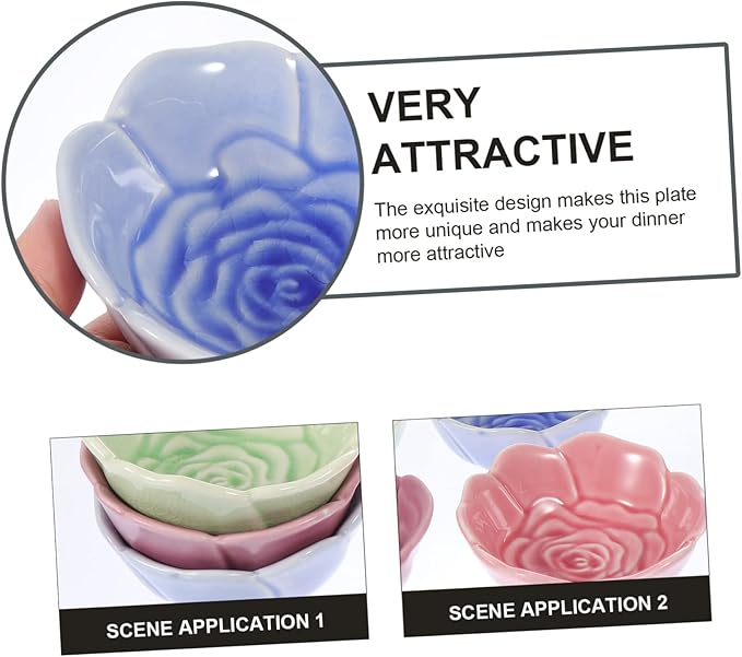 PRETYZOOM 4Pcs Ceramic Sauce Dishes Set Versatile Spice and Soy Sauce Plates for Dipping Appetizers and Seasoning Dishwasher Safe for Home and Restaurant Use Random Color