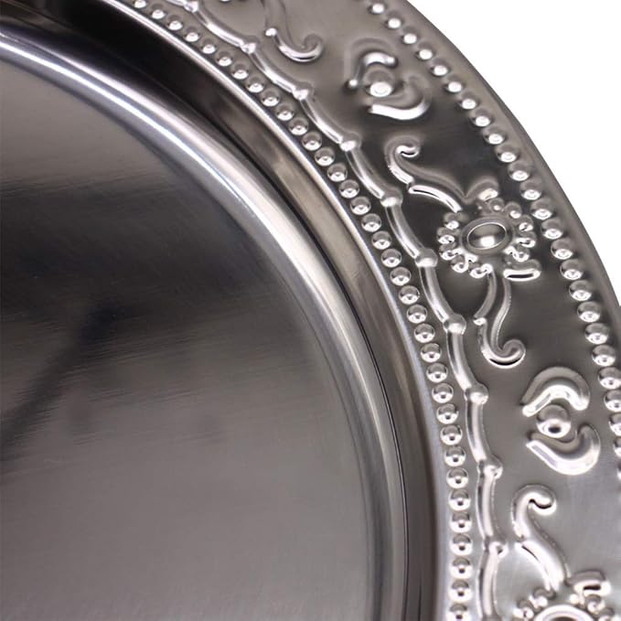 13-Inch Stainless Steel Charger Plates, 6Pcs Silver Dinner Plate Chargers Round Server Ware