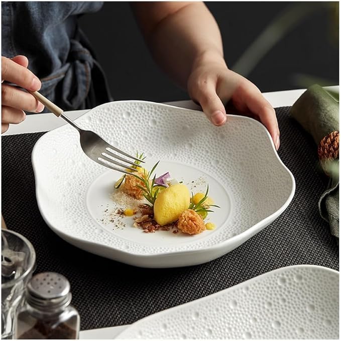 Dining Plate, Household Vegetable Plate Simple Ceramic Tableware Salad Dessert Large Bowl Noodle Soup Bowl,Kitchen Plates(14inches)