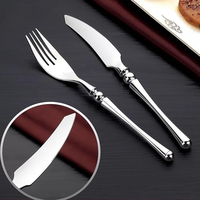 IKXO Flatware Set 40 Piece Silverware Set Service for 10,Forks Spoons and Knives Set for Home/Camping/Travel,Mirror Polished Flatware Set,Dishwasher Safe Kitchen Utensils Set for Home,Restaurant
