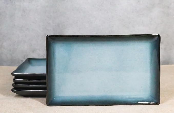 Ebros Gift Blue Sky Stars Artistic Seikai Porcelain Collection Dinnerware Serveware Kitchenware Set Asian Japanese Dining Restaurant Supply (Pack Of 5 Rectangular Sushi Plates 7.75" L)