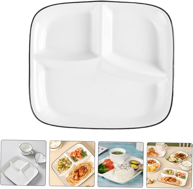 PRETYZOOM Divided Serving Dish Compartment Dinner Plate Ceramic Tableware Food Holder Party Family
