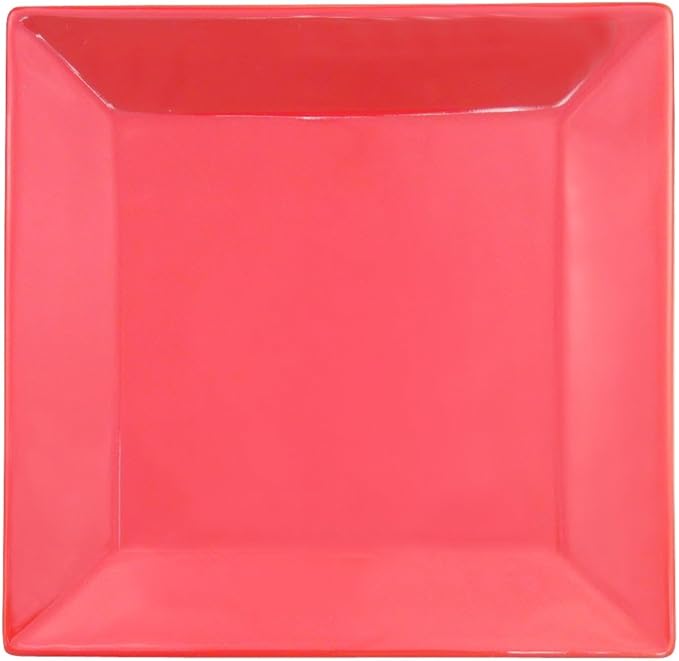 CAC China KC-16-R Color Arts 10-Inch Stoneware Square Plate, Red, Box of 12