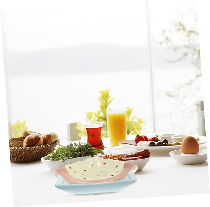 Alipis Ceramic Dumpling Plate Divided Sections Random Color Snack Dish Versatile Food Serving Plate for Appetizers Desserts and Dips for Parties and Home Use