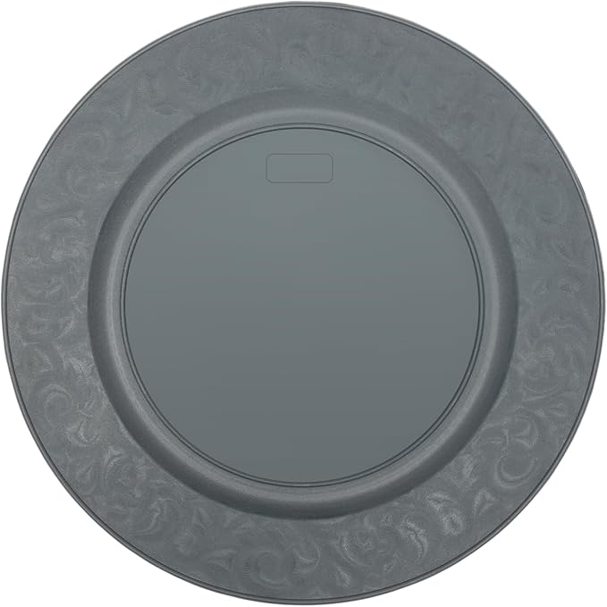 100 Pcs Antique Charger Plates 13 Inch Embossed Rim Plastic Decorative Round for Table Setting Wedding Party Event Tabletop Setting Decor (Gold)