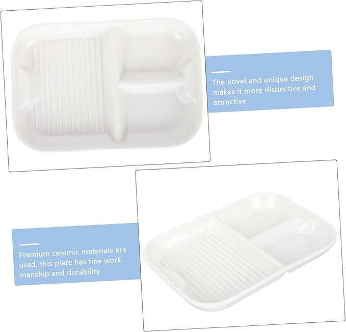 Ceramic Divided Plate and Compartment Snack Serving Tray for Appetizers Breakfast and Parties Easy to Clean Multi Functional Use Kitchens and Outdoors