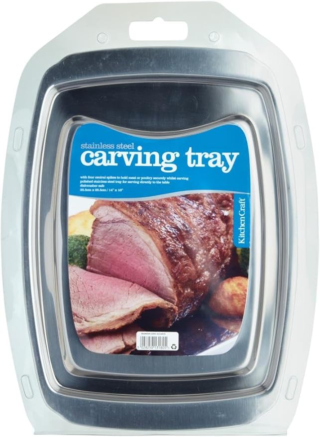 MasterClass Spiked Carving Tray, Stainless Steel, Silver, 38 x 26.5cm