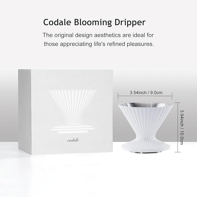 Pour Over Coffee Dripper Drip Coffee Pour Over Maker Resuable Blossom Cone Funnel Stainless Steel Metal Coffee Filter for Travel, Camping, Office, Home, Coffee Maker Brew (Snow White)