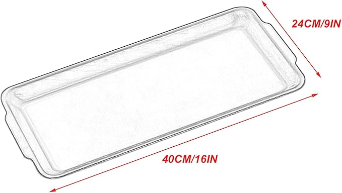 2 Pcs Serving Tray with Handles, Decorative Trays for Coffee Table, Stainless Steel Material, Non Stick Oil, Smooth and Easy to Clean(Silver,24x40CM/9x16IN)