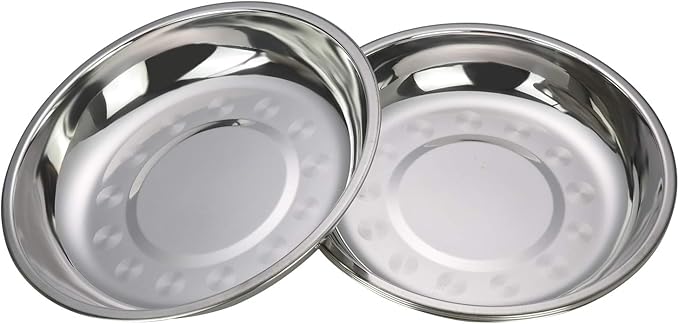 4-Pack Small Stainless Steel Dinner Plate, Round Plates, 7.6 INCH