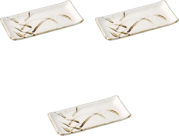 Setomonohonpo Set of 3 with Koshino Serving Plates, 8.5 x 3.9 x 0.8 inches (21.5 x 10 x 2 cm), Appetizer Plates, Porcelain