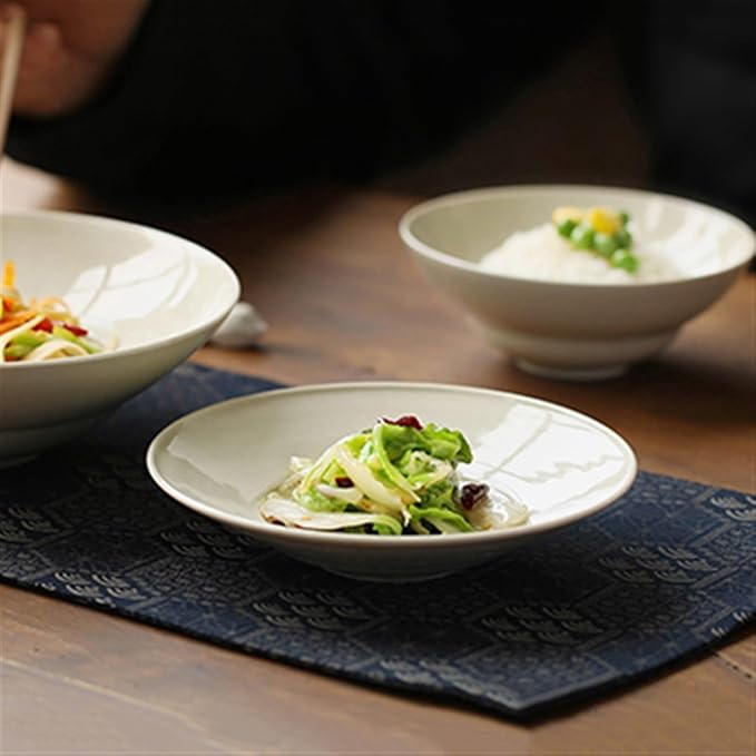 SONGCHAO Party Supplies Dinner Plate Ceramic Tableware Home Kitchen Restaurant Breakfast Plate Fruit Plate Salad Plate Dessert Plate Party Plates (Color : A, Size : Medium)