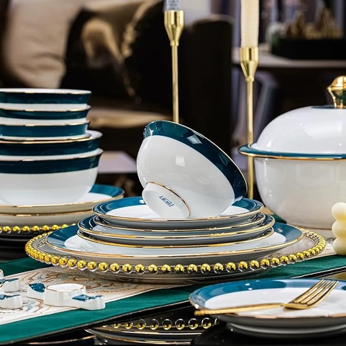 62pcs Dinnerware Sets White Porcelain Nordic Style Ceramic Plates Bowls Complete Tableware Set for Home Use and Corporate Gifts
