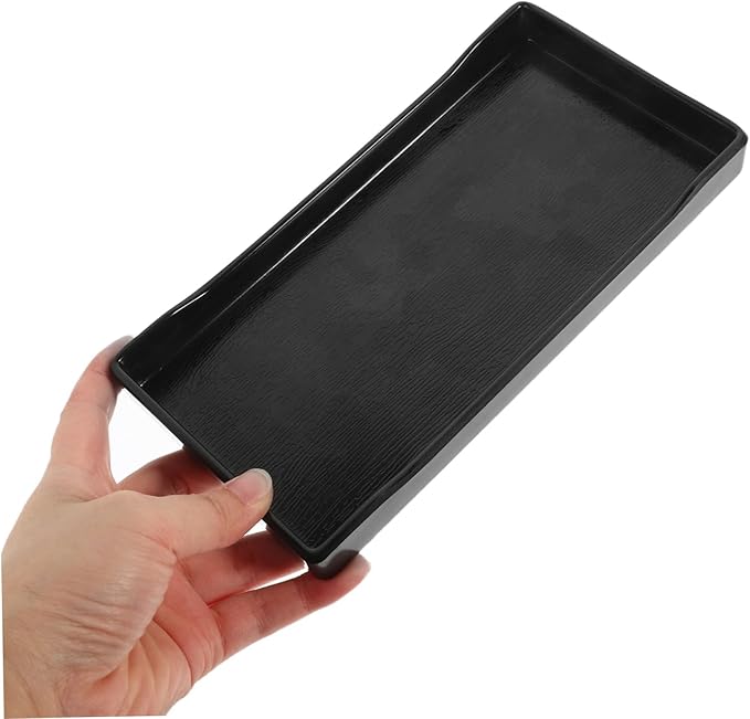 Happyyami 2pcs Black Serving Tray for Party Multi-Functional Fruit Snack Cake Water Cup Storage Tray