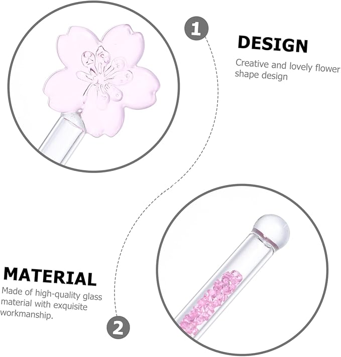 Flower Glass Stirring Rod Heat Resistant Glass Muddler for Coffee Milk and Juice Drinks for Cocktails and Beverages