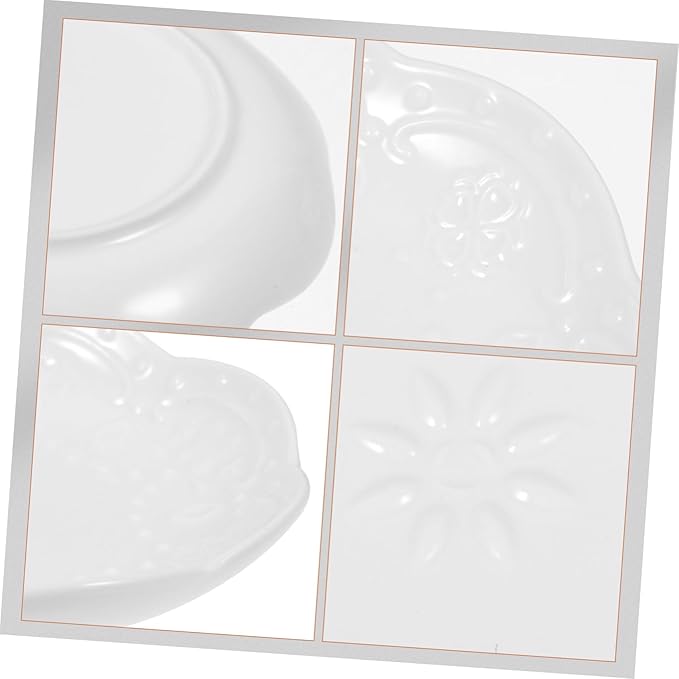 DECHOUS 2pcs Ceramic Dipping Sauce Dish Elegant Flower and Multi-purpose Condiment Plates for Appetizers Fruits Nuts and Seasonings for Table Decor