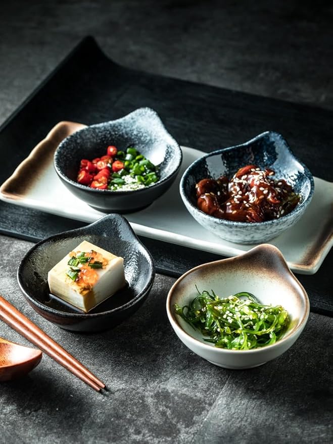 Snack Plate Snack Containers Chinese BBQ Seasoning Ceramic Snack Dish for Home Use, Suitable for Appetizers, Sushi, Cooked Food, Reusable Dessert Plates Snack Tray,D