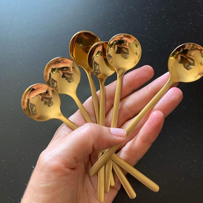 18 Pack Espresso spoons 18/10 Stainless Steel Teaspoons Set for Coffee Sugar Dessert Cake Ice Cream Soup Antipasto Cappuccino, 5.3 Inch