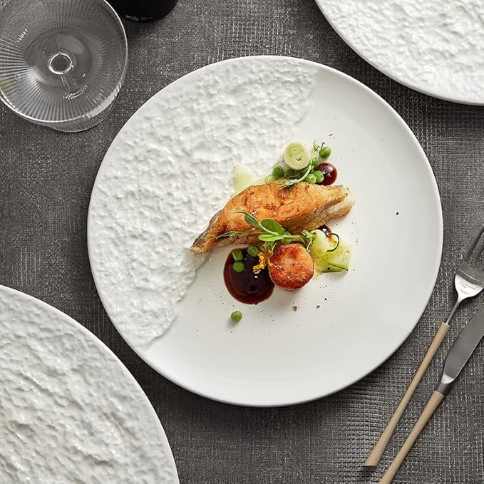 Dipping Bowls Steak Plate Ceramic Plate Dish Plate Creative Hotel Tableware Round Plate Pasta Plate Appetizer Bowls,One Color-S (One Color L)