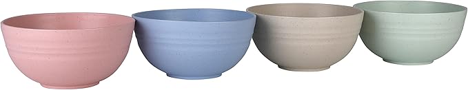 WANBY Lightweight Wheat Straw Cereal Bowls Unbreakable Dinner Bowl Set Dishwasher & Microwave Safe (8 Pack 26Oz)