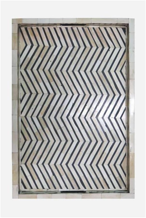 Hansa Handmade Bone Inlay Rectangle Serving Tray Handcrafted Decorative Display Basket for Dining