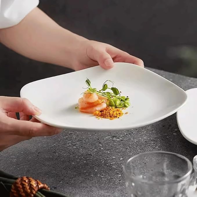 SONGCHAO Party Supplies Ceramic Dinner Plate Dish Plate Home Square Buffet Tableware Western Steak Plate Restaurant Appetizer Plate White Party Plates (Color : 9.5in)