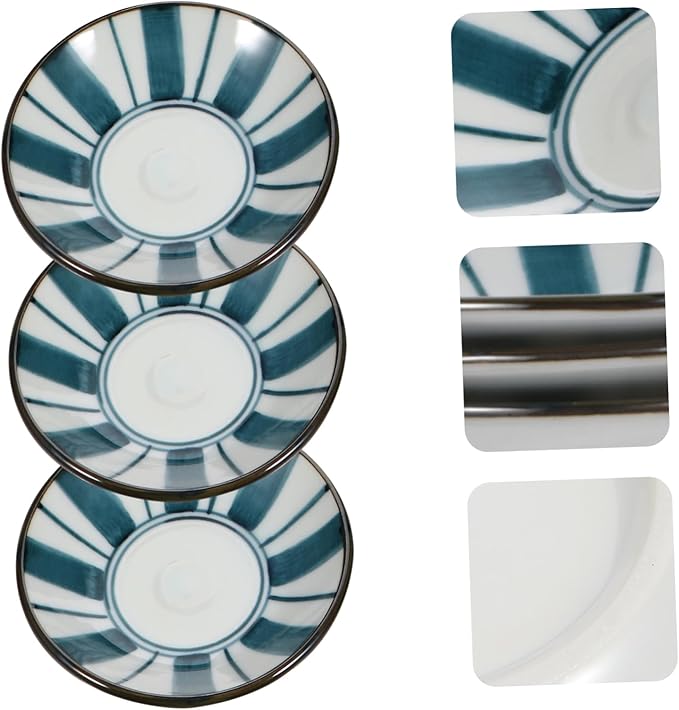 3pcs Ceramic Seasoning Dish Japanese Style Plates for Dipping Sauces Appetizers and Spices - Tableware for Family and Picnics