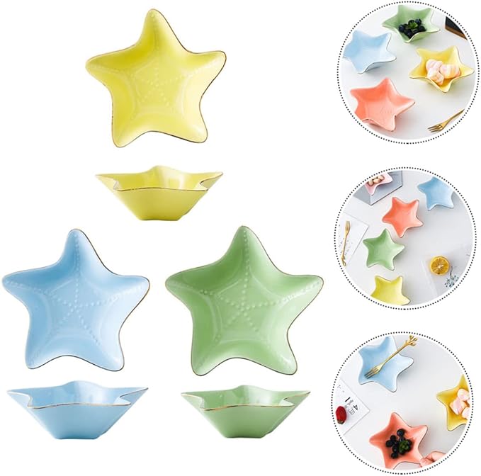 3pcs Multipurpose Ceramic Sauce Bowl Dipping Dish Appetizer Plate Snack Bowl Condiment Holder for Kitchen Random Color