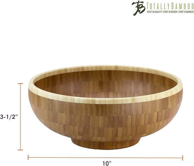 Totally Bamboo Classic Bamboo Serving Bowl, 10" x 10" x 3-1/2"