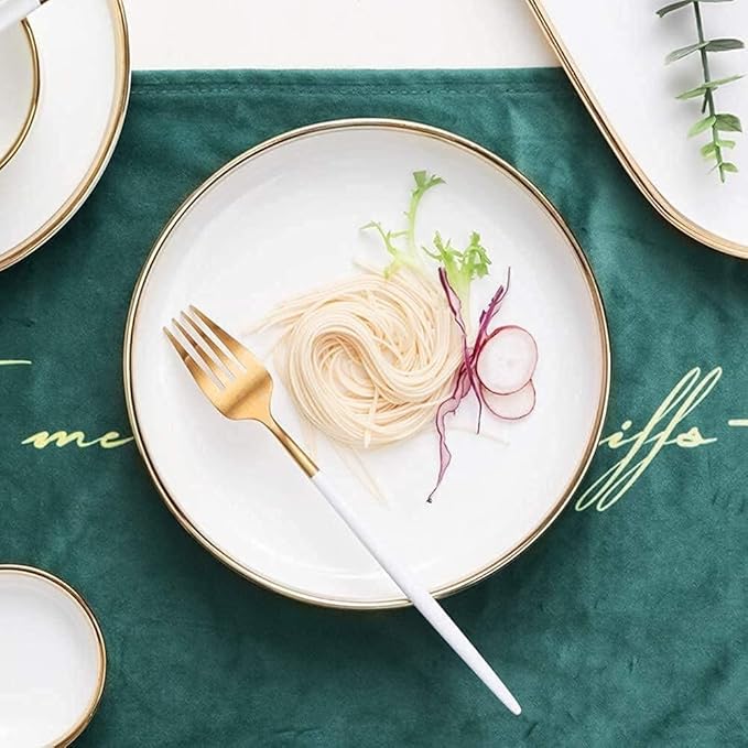 Dinnerware Set Dinner Party Tableware Service Set Dinnerware Sets Service for 2/4/6, Kitchen Plates and Bowls Sets White, Bone China Tableware