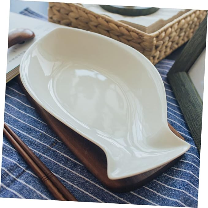 Plate,2pcs Fish Plate Fruit Tray Kitchen Decor Bowl Dishes Appetizer Plate Cooker Salad Bowl with Lid Pantry Trays Snack Plates Containers for Food Portable Food Container White Ceramics