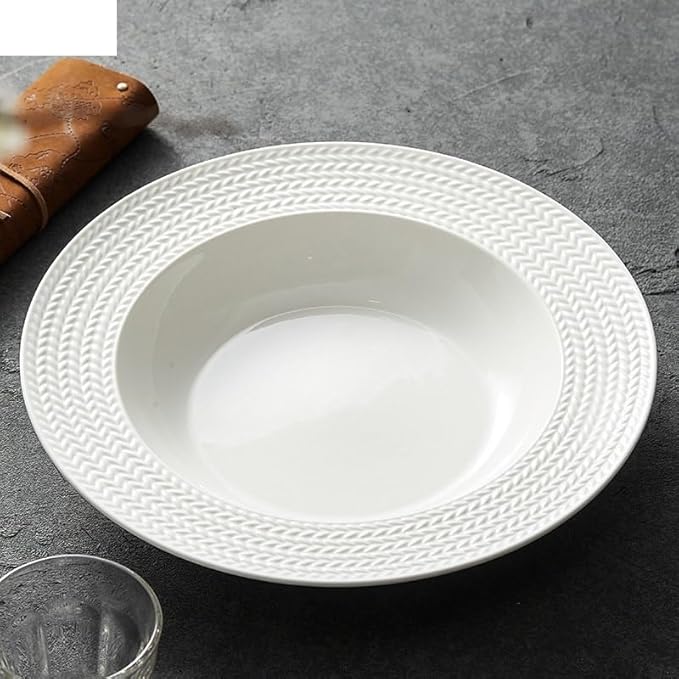 Kitchen Plates Dinner Plate Simple Ceramic Salad Plate Kitchen Restaurant Main Dish Plate Household Pure White Soup Bowl Creative Tableware Dinner Plate Restaurant Plates(A 8.75inch)