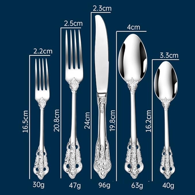 60 Piece Flatware Set for 12, Luxury Silverware Set, 18/10 Stainless Steel Vintage Flatware Cutlery Utensil Set Include Knife Fork Spoon, Mirror Polished, Dishwasher Safe