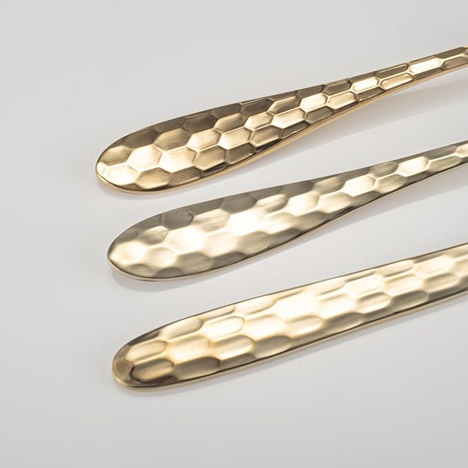 3-Piece Hammered Brass Cutlery Set, 99.99% Pure Copper High-End Kitchen Utensils Cutlery, Suitable for Home and Restaurant Cutlery Sets, Dishwasher Safe (3-piece set)