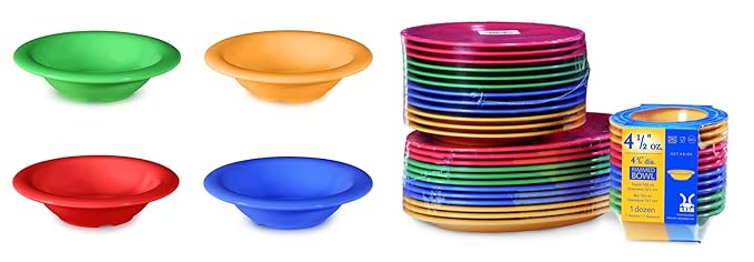 GET B-86-MIX Melamine Narrow Rim Fruit/Dessert Bowl, 8 Ounce, Assorted Colors (Set of 12)