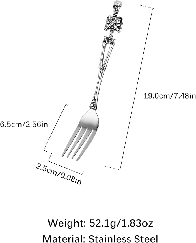 HZMAN Dinner Fork Stainless Steel Flatware Fork Gothic Skull Tableware for Home Kitchen Restaurant Halloween Easter Decoration