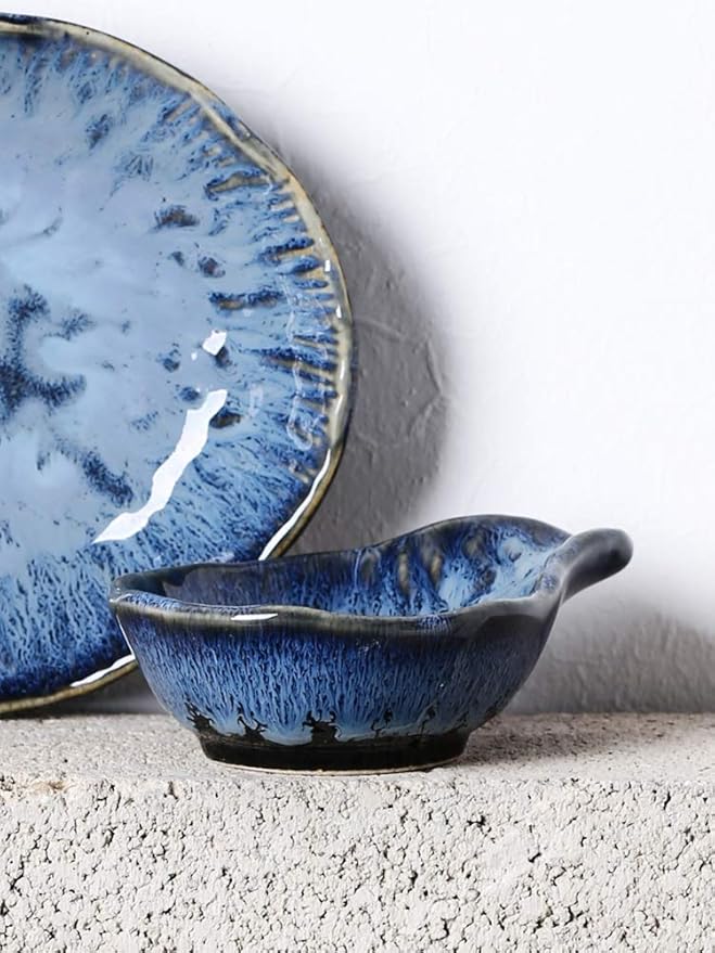 Dessert Plate Nordic Snack Dish Ceramic Sauce Dish Vinegar Dish Household Cold Dish Suitable for Snacks Appetizers Family Restaurant Plates (A One Size)