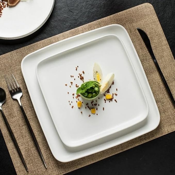 Dinner Tray Black White Steak Dinner Plate Simple Ceramic Frosted Tableware Western Tableware in The Kitchen European Style Dessert Cake Pan Dinner Plate(D)