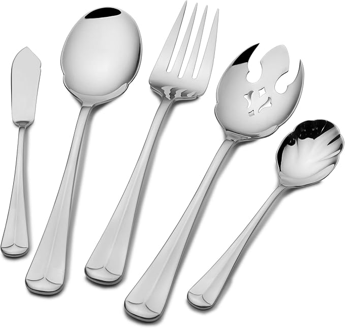 St. James Italian Bistro 65pc 18/10 Stainless Steel Flatware Set Service for 12 + Hostess