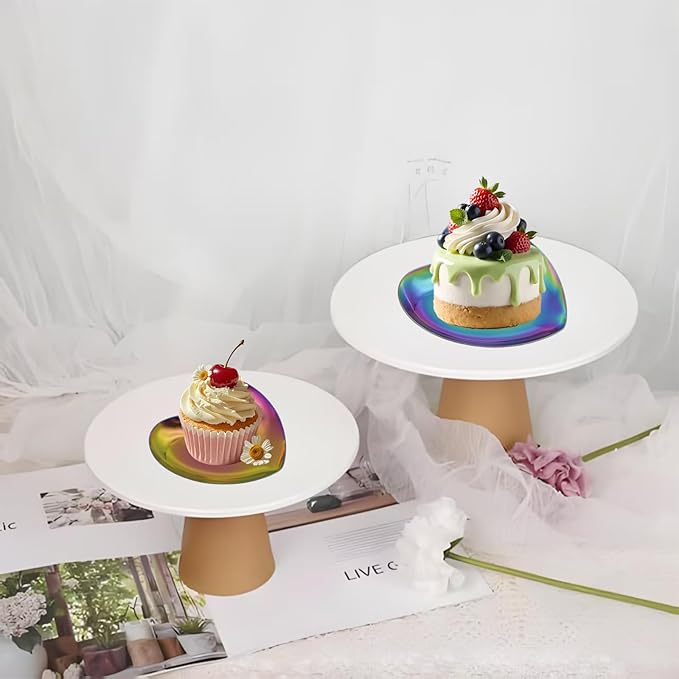 PINE & LINEN 2pcs Colorful Jewelry Dish,3.5inch Stainless Steel Heart Trinket Tray Decorative Plate,Small Serving Tray for Home Decor/Decor Enthusiasts