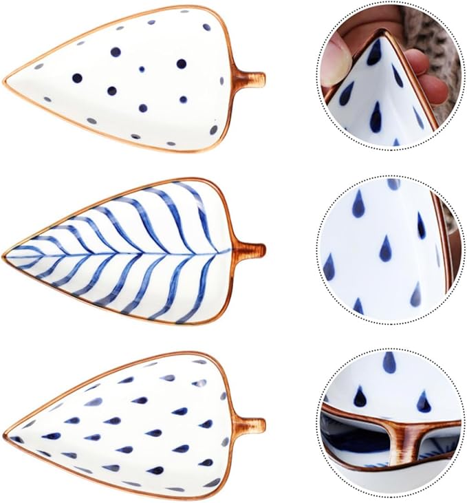 Mobestech 3pcs Ceramic Sauce Dish Random Style Seasoning Plates for Appetizers for Home Catering Anti-slip Design and Versatile for Sauces and Spices