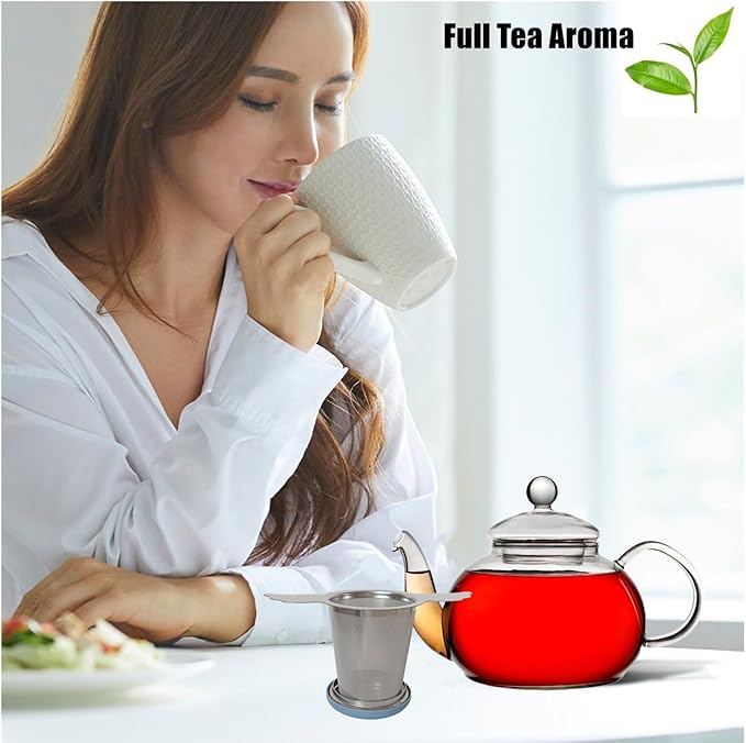 Tea Infusers Strainers Basket with Lid/Drip Tray for Loose Leaf Tea, Ultra Fine Mesh Tea Steeper 304 Stainless Steel Tea Filter with Big Capacity&Two Extended Arms, Fit Cup Mug Teapot Kettle