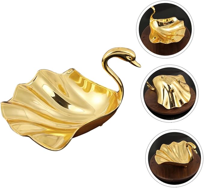 ABOOFAN Metal Serving Tray Fruit Plate Decorative Desk Tray Snack Display Gold Decorative Plate
