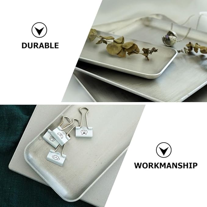 Aluminum Vintage Serving Tray Practical Storage Plate for Home Use Silver Rustic Industrial Style Small Retro Food Display Organizer