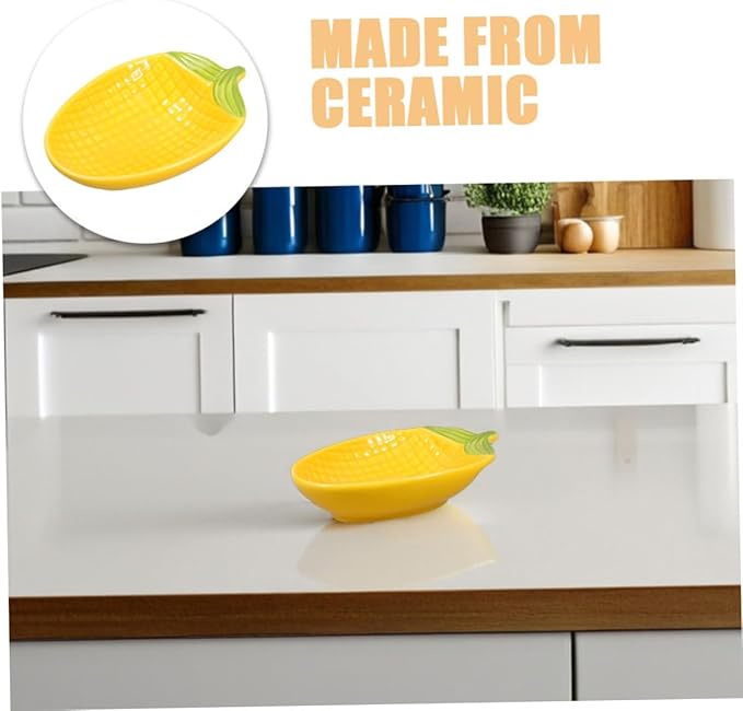 2pcs Corn Shape Ceramic Salad Plate Dipping Sauce Bowl Dessert Serving Trays Appetizer Dishes for Parties Decorative