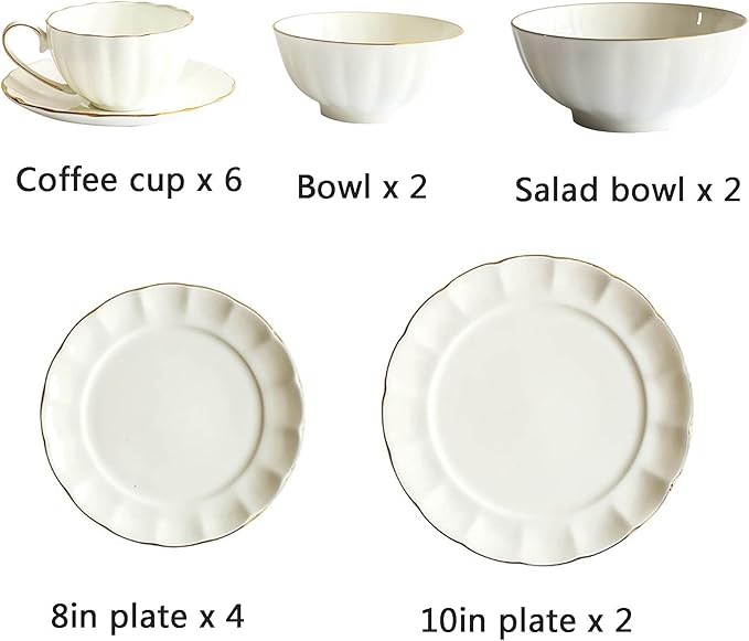 Ceramic Dinnerware Set Collection - Penh Ceramics Bowls and Plates Sets, 16 Piece Dish Set Includes Dinner Plate, Salad Plate, Soup Bowl, and Mug, Tableware Combination Set, White