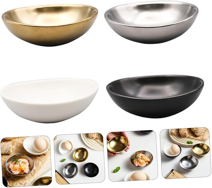 Cabilock Egg Shaped Sauce Dishes Pack Seasoning Plate Vinegar Dish Appetizer Plate Health-conscious